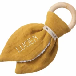 Anneau de dentition en bois Jaune moutarde (personnalisable) Jouet / Anneau De Dentition