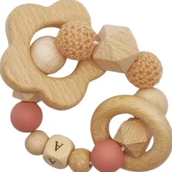 Hot Anneau de dentition fleur sable et vieux rose (personnalisable) Jouet / Anneau De Dentition