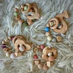 Hot Anneau de dentition fleur sable et vieux rose (personnalisable) Jouet / Anneau De Dentition