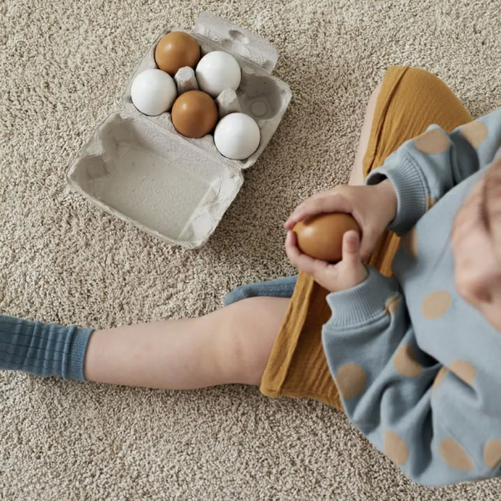 Boîte de 6 oeufs en bois Bistro Dînette Et Aliments Factices