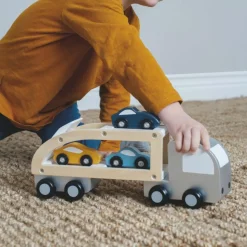 Camion remorque pour voitures en bois Petites Voitures, Véhicules Et Circuits