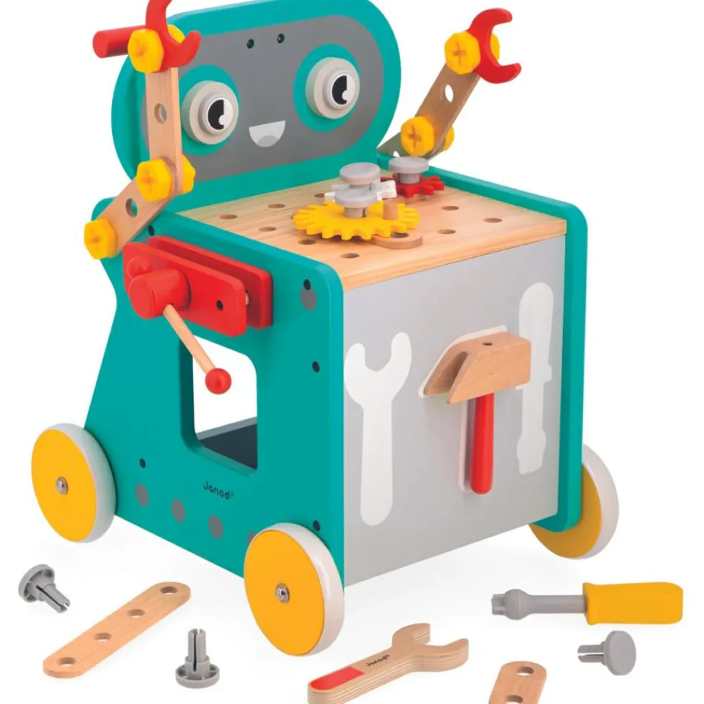 Online Chariot Brico'kids en bois robot (38 pièces) Etabli Et Outils