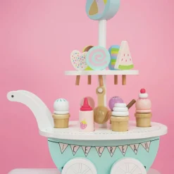 Discount Chariot de crèmes glacées en bois Dînette Et Aliments Factices