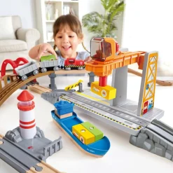 New Circuit de train de cargaison avec port maritime Petites Voitures, Véhicules Et Circuits