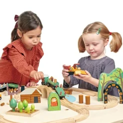 Circuit train en bois Pins sauvages (30 pièces) Petites Voitures, Véhicules Et Circuits