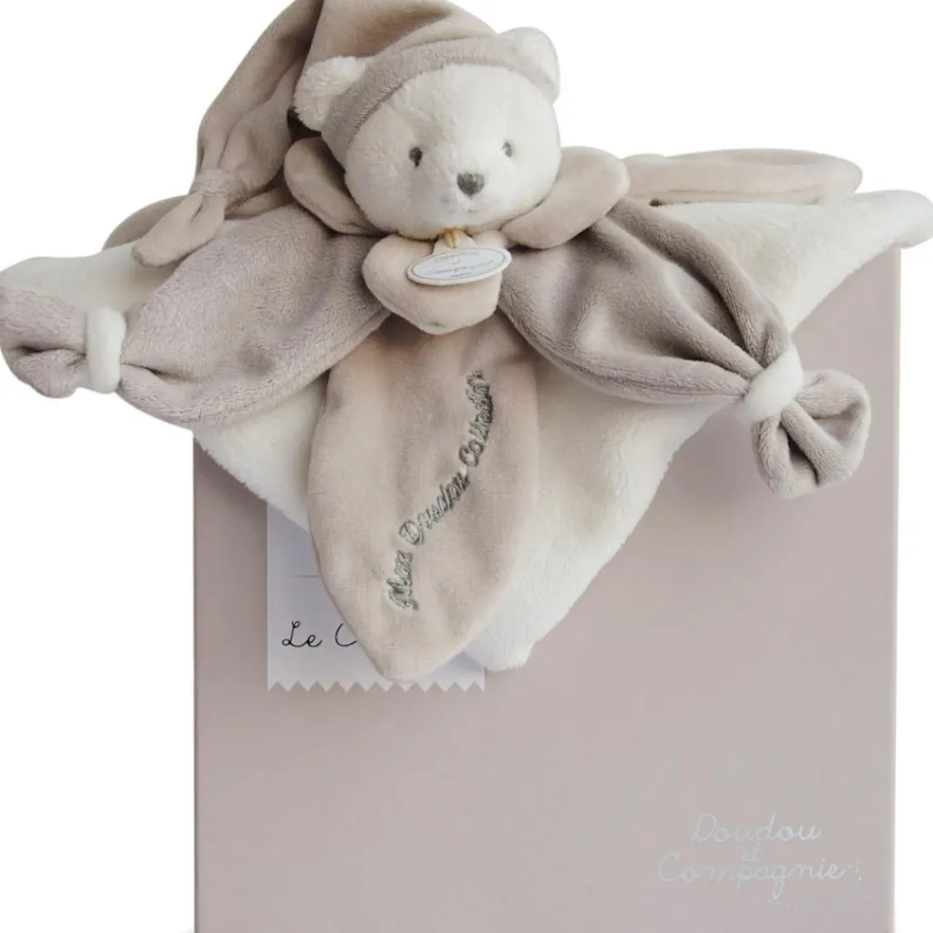Outlet Coffret doudou pétale J'aime mon doudou ours beige (24 cm) Doudou Plat