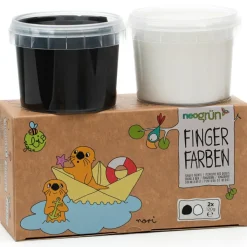 New Coffret Nori 2 pots noir + blanc peinture aux doigts naturelle et vegan Dessin Et Peinture