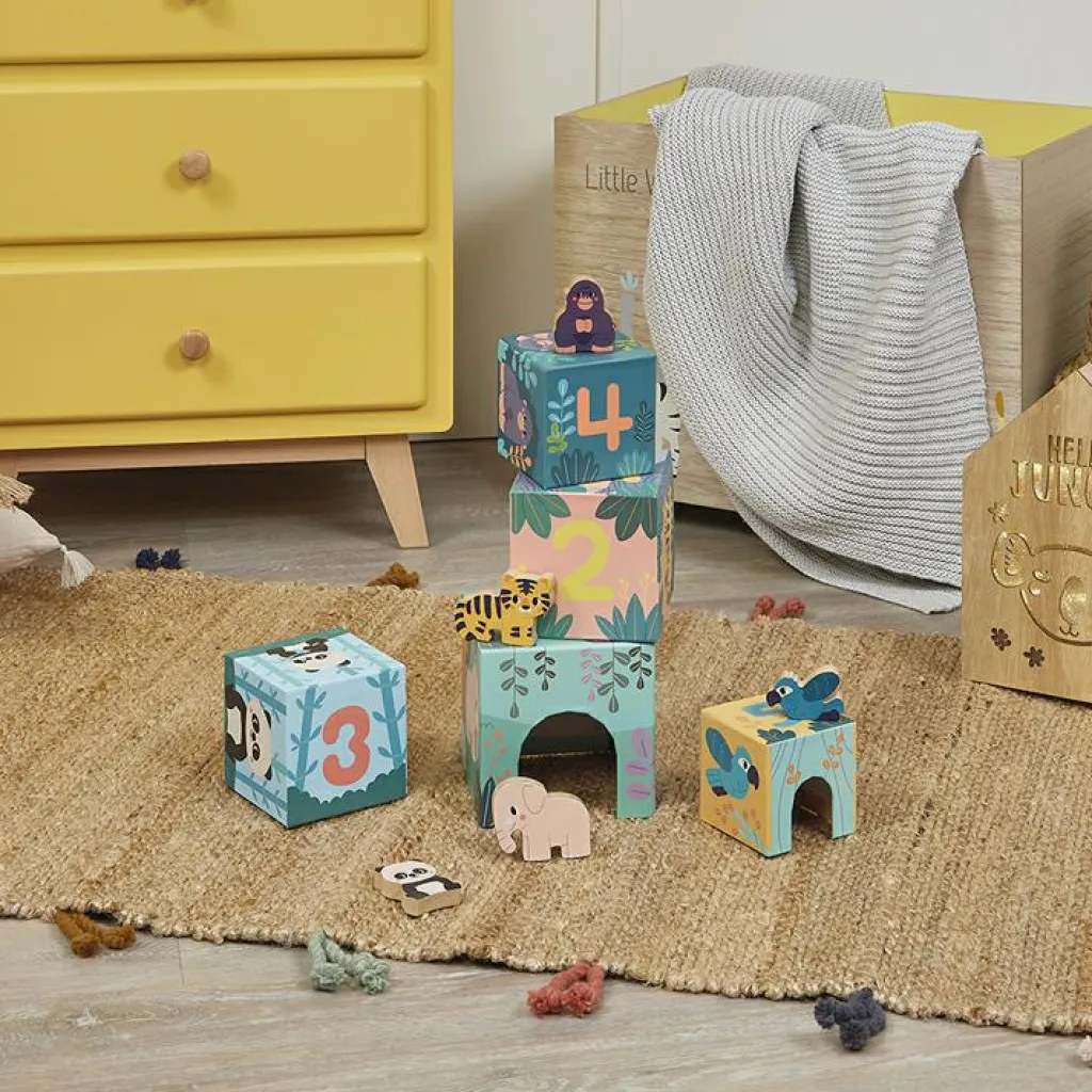 Outlet Cubes à empiler avec figurines Animaux WWF (5 cubes) Jouet À Empiler