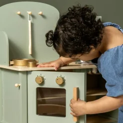 New Cuisinière en bois Verte Enfant Cuisine Enfant