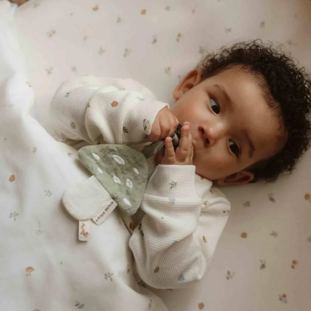 Online Doudou attache-tétine en gaze de coton Champignon Doudou Attache Sucette