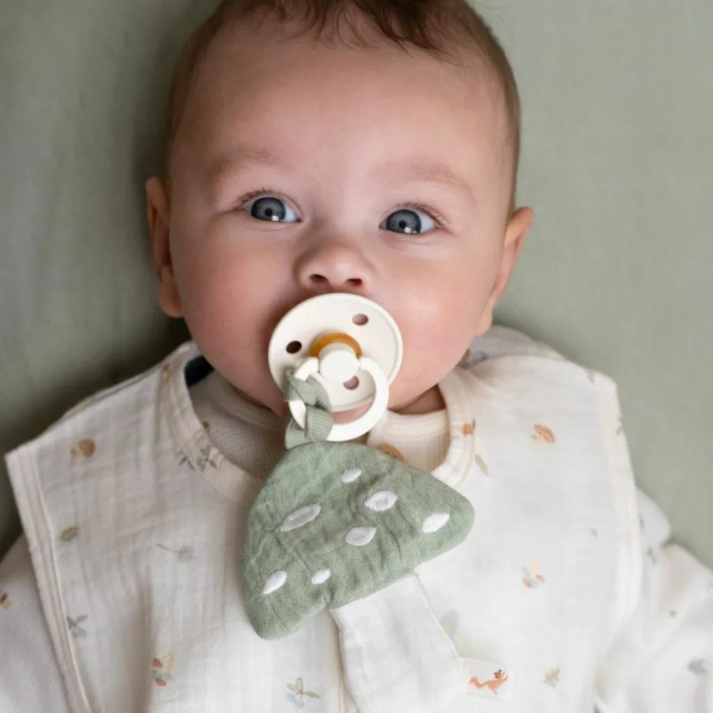 Online Doudou attache-tétine en gaze de coton Champignon Doudou Attache Sucette