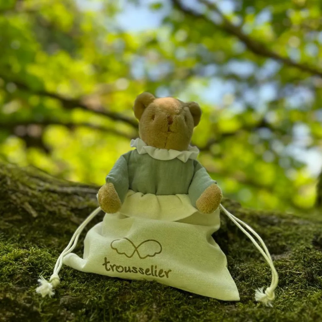 New Doudou avec hochet Ours Celadon Hochet