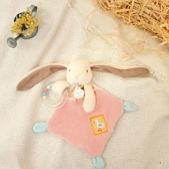 Doudou hochet Lapin Ciboulette Dans mon jardin (21 cm) Doudou Plat