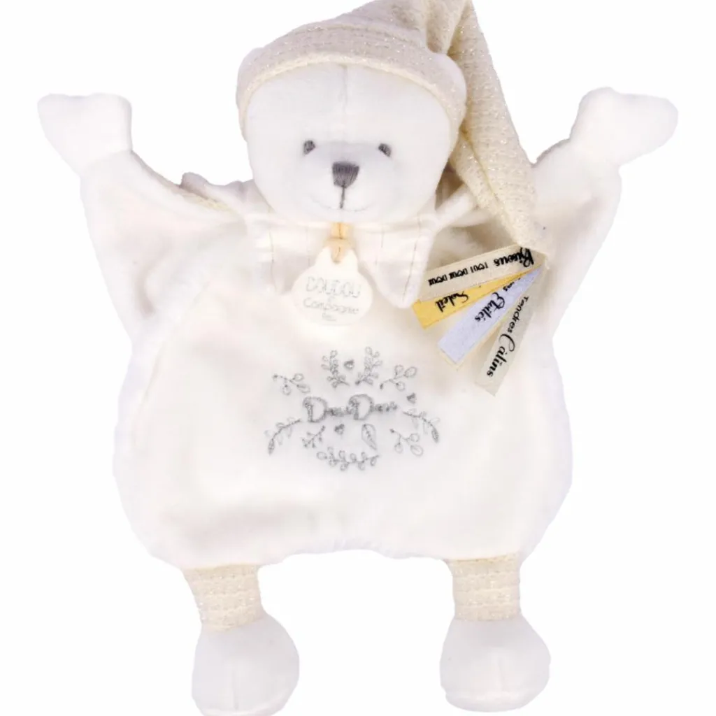 New Doudou Ours Cape Blanc (25 cm) Doudou Plat