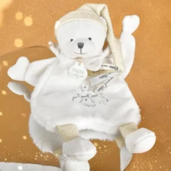 New Doudou Ours Cape Blanc (25 cm) Doudou Plat