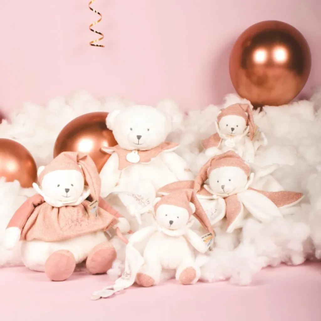 Sale Doudou Ours cape Rose (25 cm) Doudou Plat