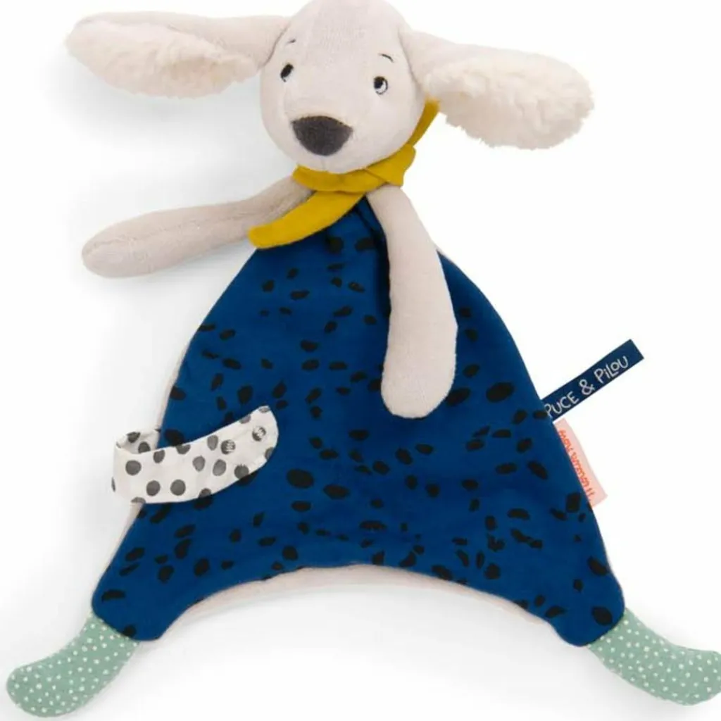 Doudou Pilou bleu Puce et Pilou (personnalisable) Doudou Plat