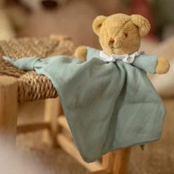 Clearance Doudou plat avec hochet Ours Celadon Doudou Plat