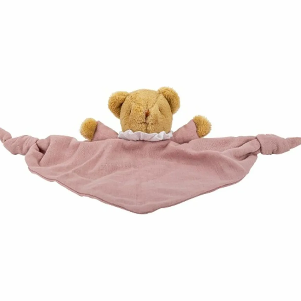 Doudou plat avec hochet Ours Vieux Rose Doudou Plat