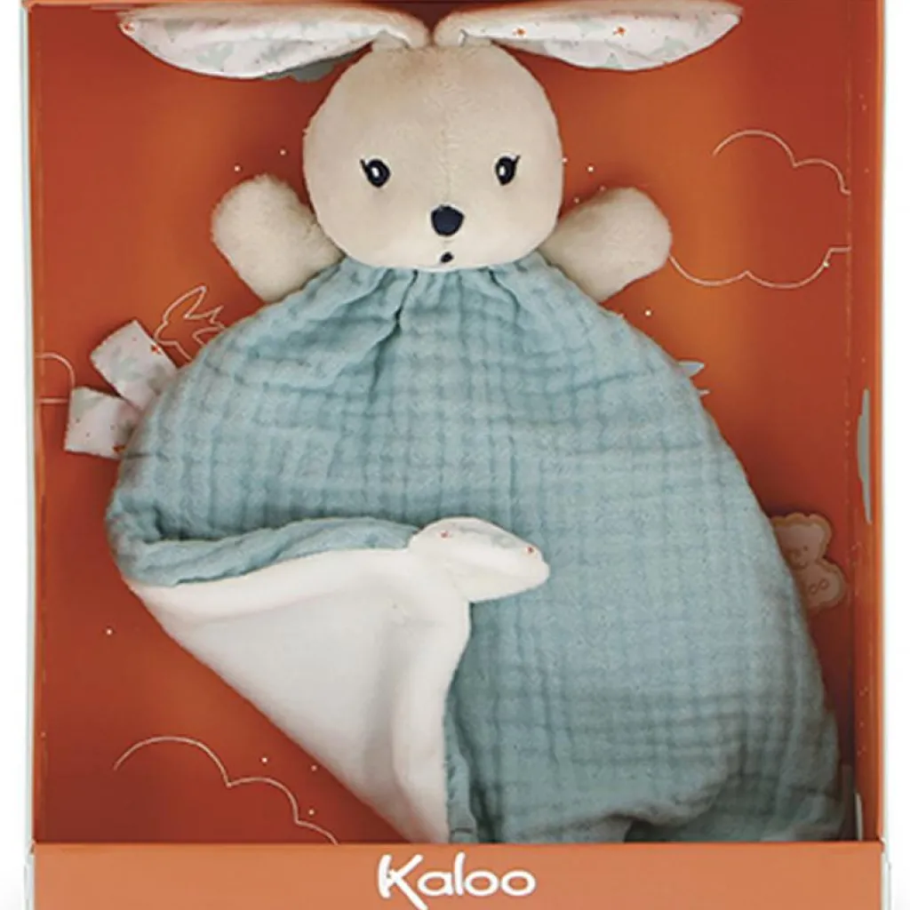 New Doudou plat lapin bleu Colombe K'doux Doudou Plat