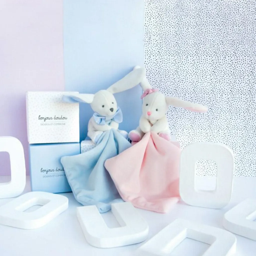 New Doudou plat lapin rose J'aime mon doudou Doudou Plat