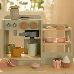 New Grande machine à café en bois FSC Dînette Et Aliments Factices