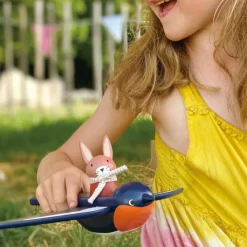 Hirondelle et son ami lapin en bois Figurines De Jeu