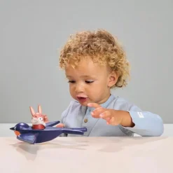 Hirondelle et son ami lapin en bois Figurines De Jeu