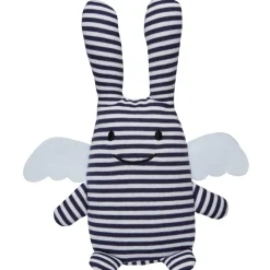 Hochet peluche Ange lapin marinière + pochette en coton Hochet