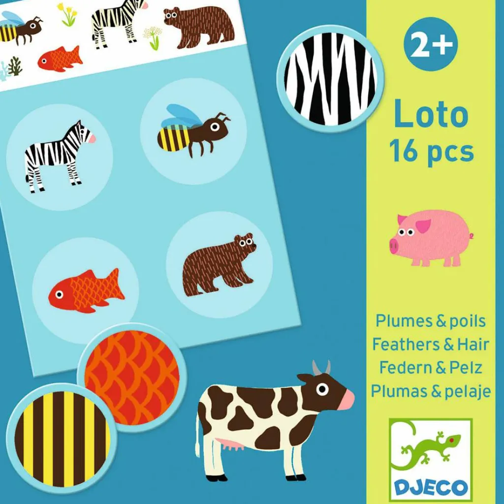 Hot Jeu de loto Plumes & Poils (16 pièces) Jeu De Société
