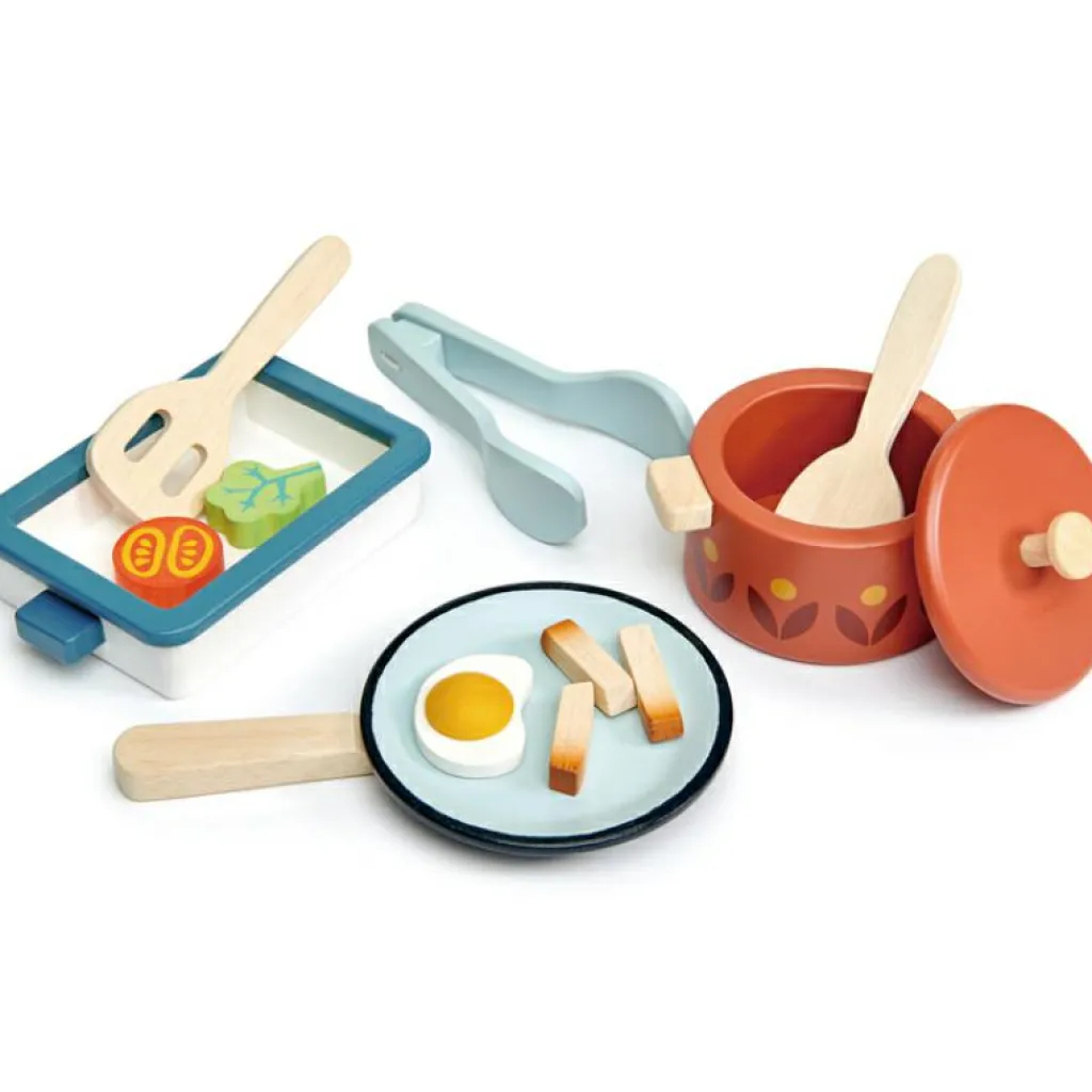 Discount Kit de casserole et poêle en bois Dînette Et Aliments Factices