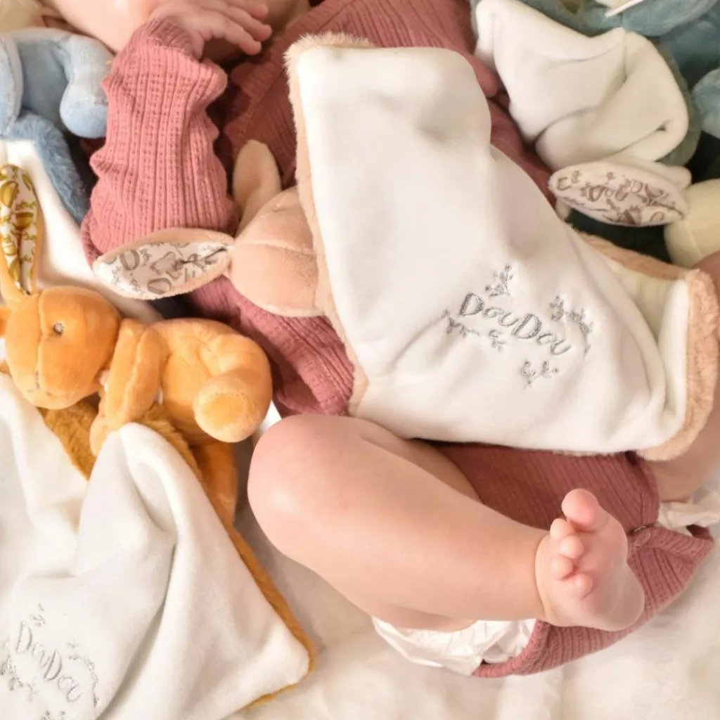 New Lapin Doudou bleu (10 cm) Doudou Plat