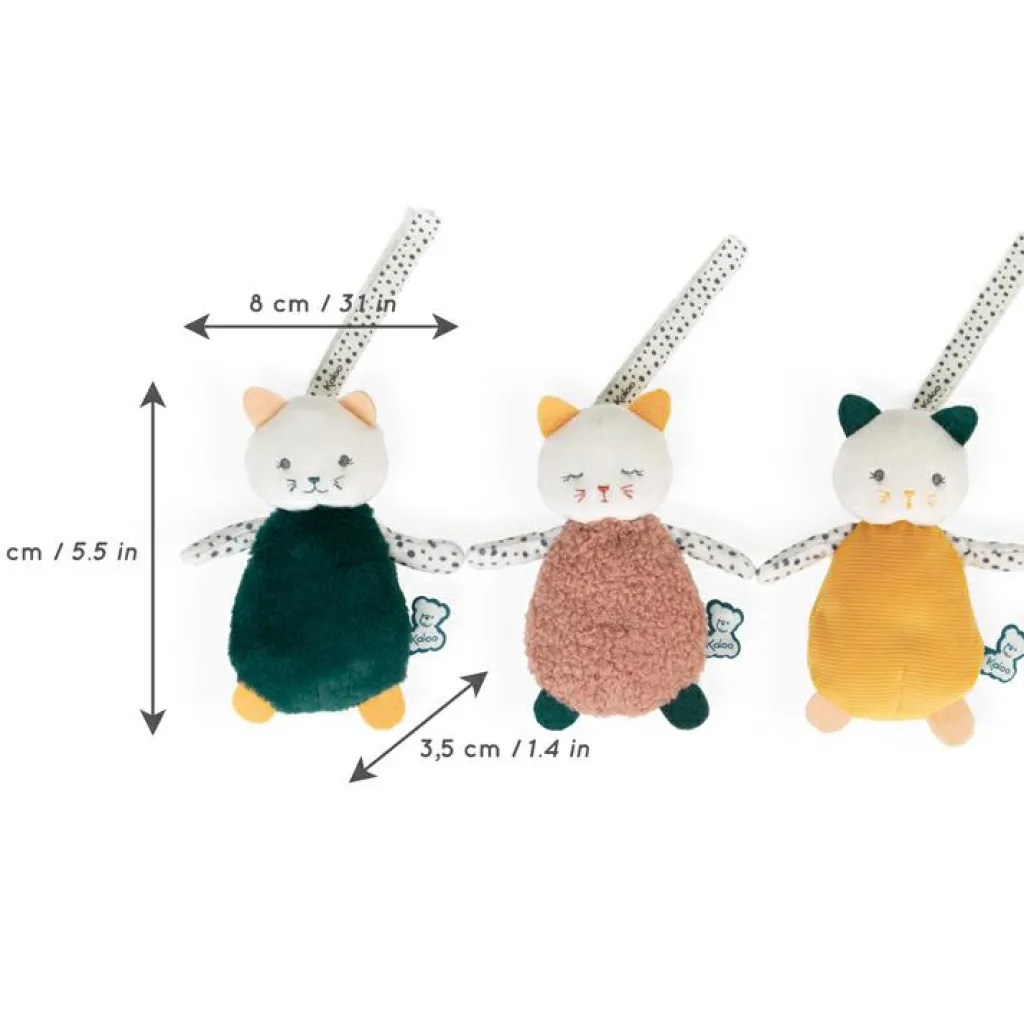 Hot Lot de 3 doudous chats sensoriels Stimuli Doudou Plat