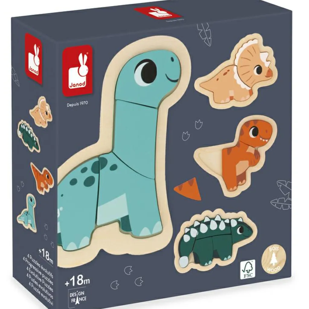 New Lot de 4 puzzles évolutifs Dino (14 pièces) Puzzle