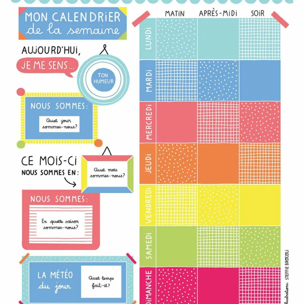 Sale Ma pochette d'aimants Calendrier de la semaine Apprentissage Du Temps Et Quotidien