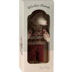 Online Maman Souris en hiver et sa paire de skis Rouge Figurines De Jeu