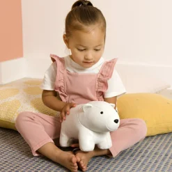 New Nathan l'Ours Blanc Les Animaux Musicaux Peluche Musicale
