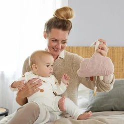 Clearance Nuage musical Little Universe tricoté beige-rose poudré Peluche Musicale