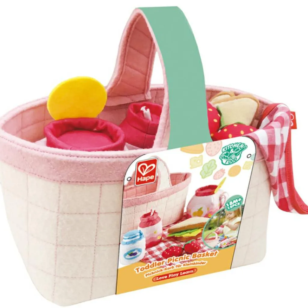 Sale Panier de pique-nique et accessoires en tissu (14 pièces) Dînette Et Aliments Factices