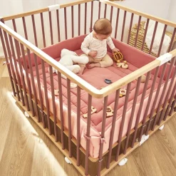 Sale Parc pliant carré en bois Gaby hybride vieux rose Parc Bébé Et Accessoires