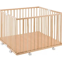 New Parc pliant carré en bois Gaby Vernis naturel Parc Bébé Et Accessoires