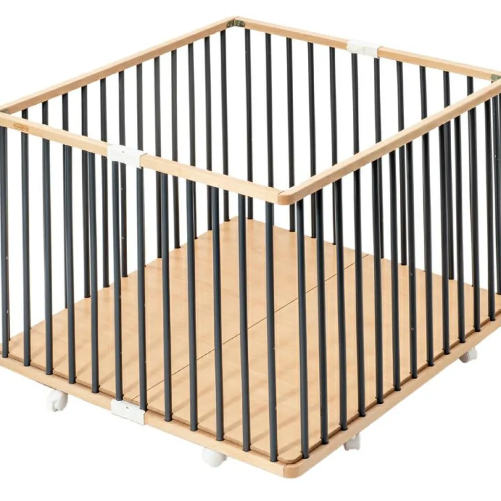 Discount Parc pliant carré en bois Gaby hybride anthracite Parc Bébé Et Accessoires