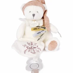 Hot Peluche attache-sucette Ours Pantin Rose (20 cm) Doudou Attache Sucette