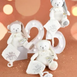 Peluche attache-sucette Ours Pantin Argent (20 cm) Doudou Attache Sucette