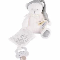 Peluche attache-sucette Ours Pantin Argent (20 cm) Doudou Attache Sucette