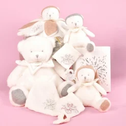 Peluche attache-sucette Ours Pantin Argent (20 cm) Doudou Attache Sucette