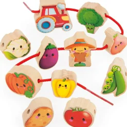 Clearance Perles à enfiler en bois Ferme potager (11 pièces) Jouet À Encastrer