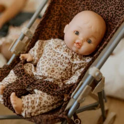 Hot Poussette pour poupée Gaze Léopard Marron (personnalisable) Poussette Pour Poupée
