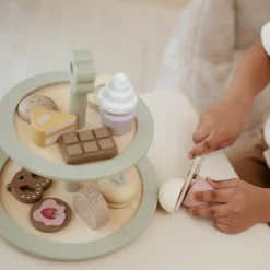 Outlet Présentoir à pâtisseries en bois Dînette Et Aliments Factices