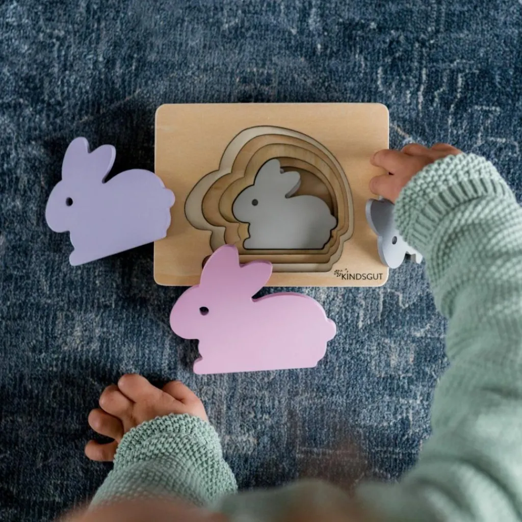 New Puzzle en bois Lapin (6 pièces) Puzzle